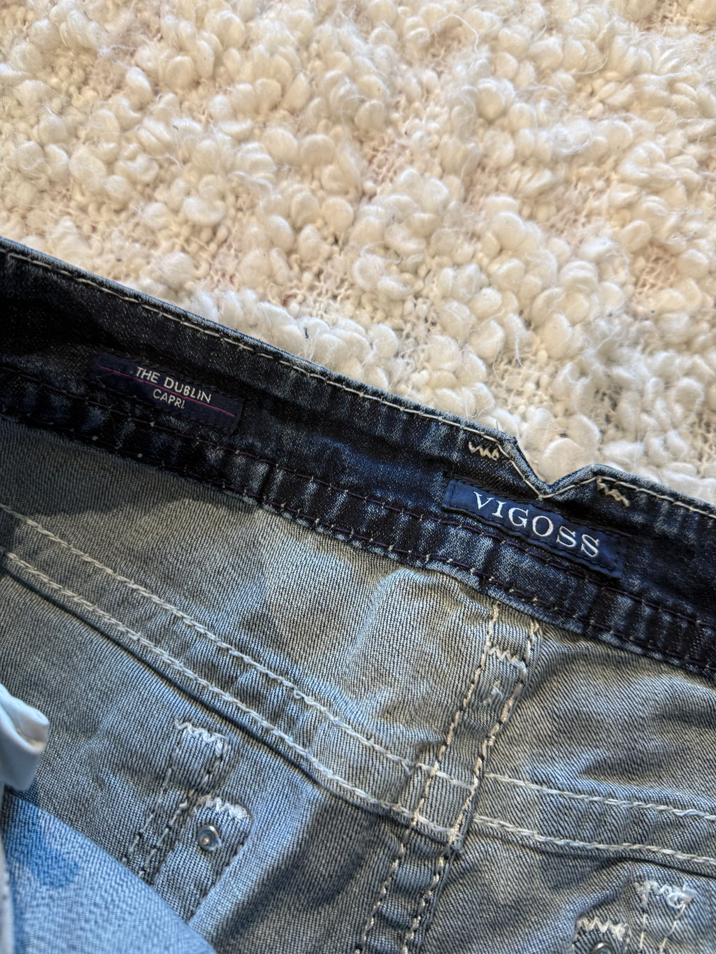 VIGOSS Y2K Denim Mini Skirt with Faux Fur Trim