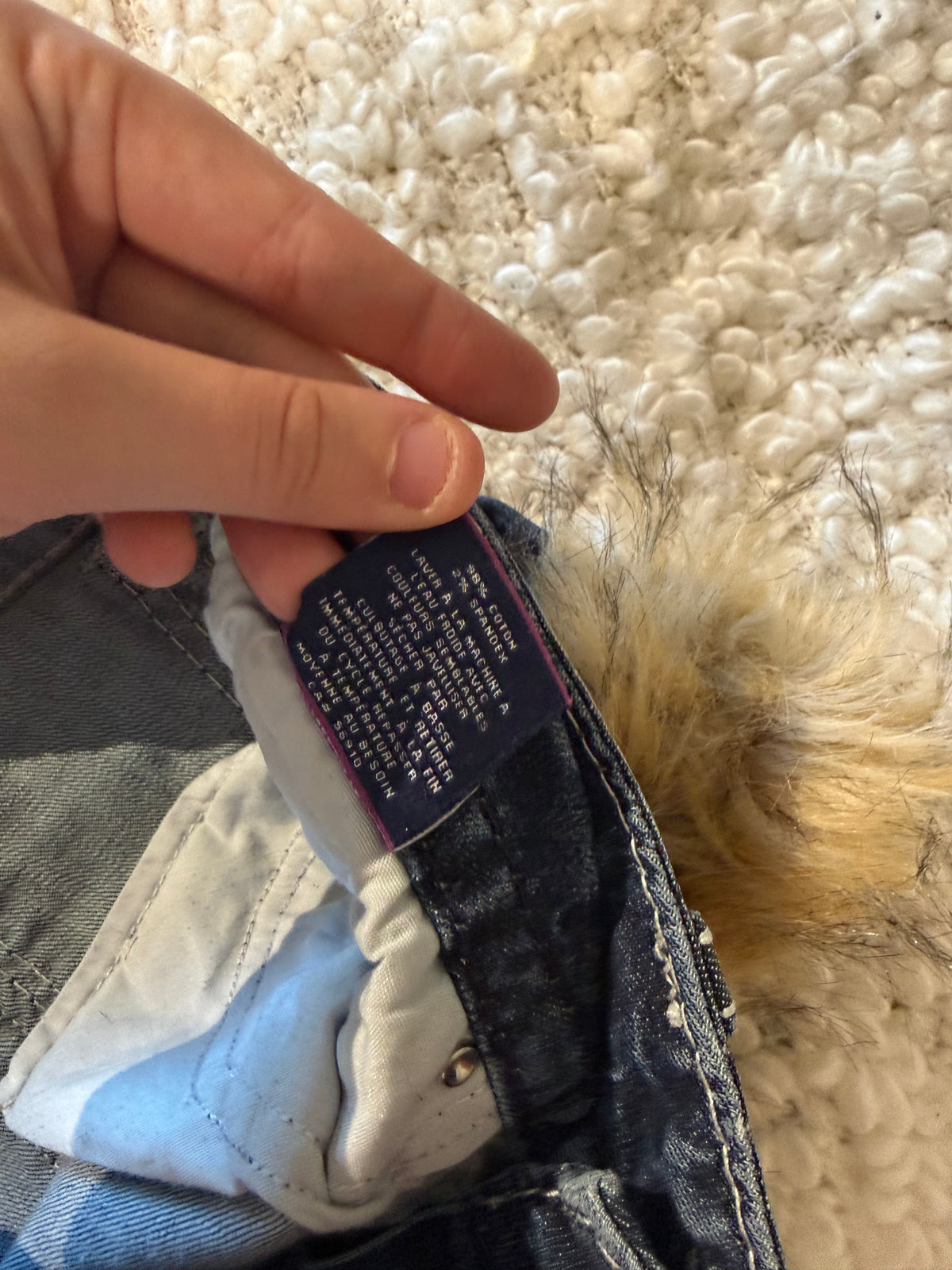 VIGOSS Y2K Denim Mini Skirt with Faux Fur Trim