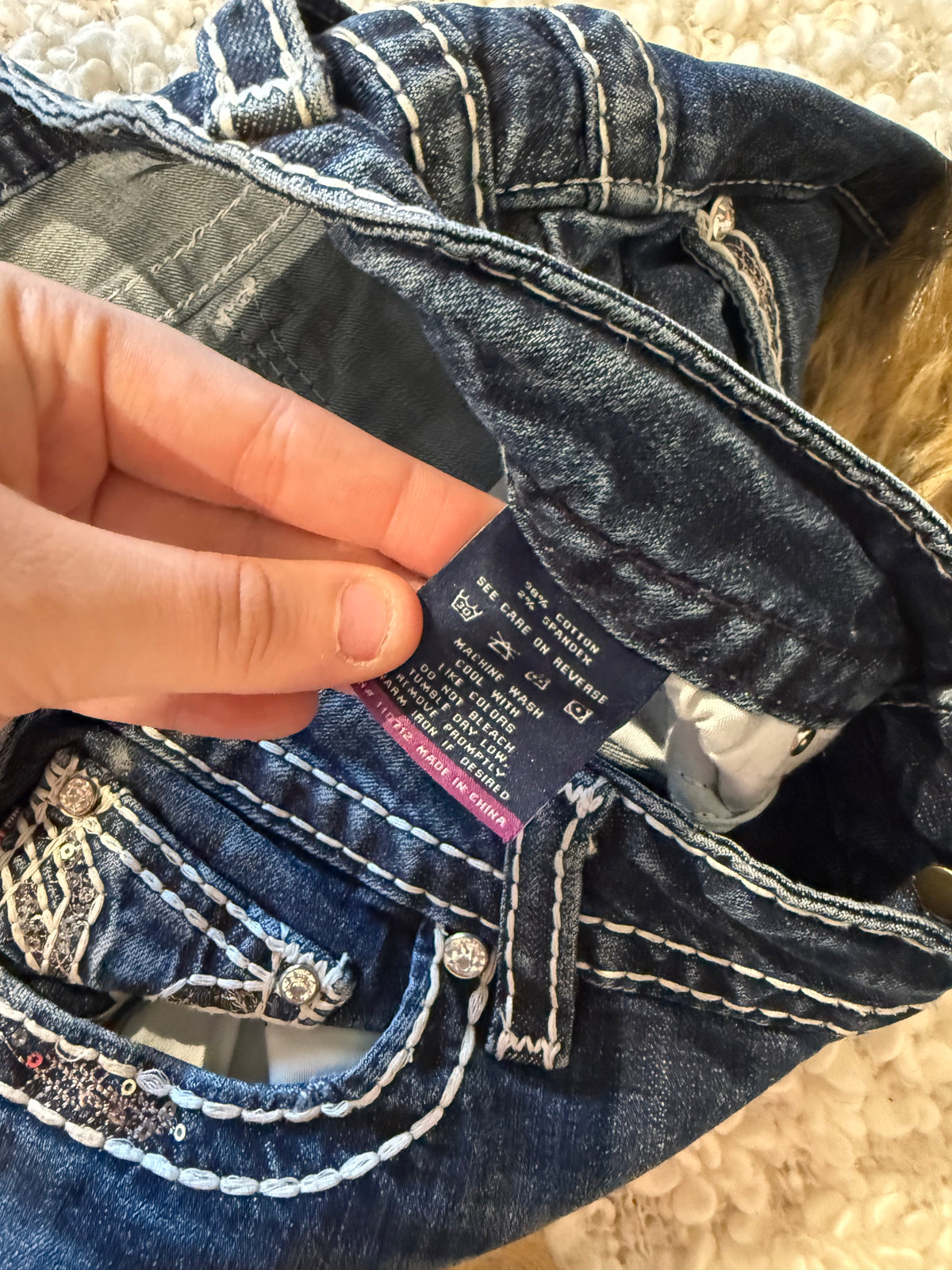VIGOSS Y2K Denim Mini Skirt with Faux Fur Trim